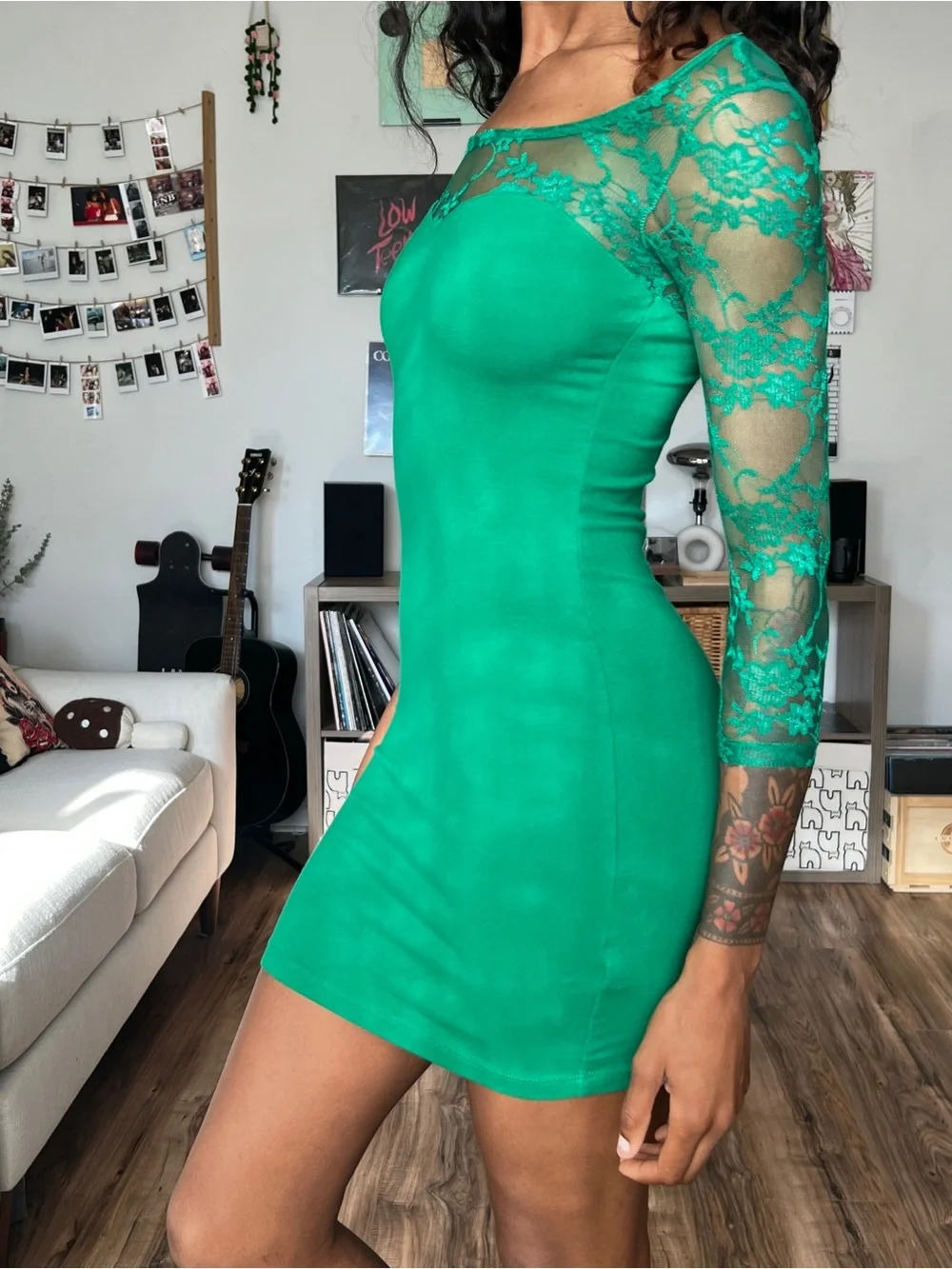 Green Lace Detail H&M Divided Dress